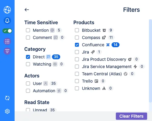 Screenshot for notification filters